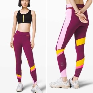 Lululemon Athletica Purple and Yellow Performance Leggings